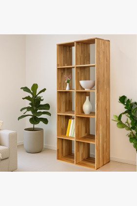 Tömör tölgyfa polc olajozott felülettel, 187x76 cm, natúr színű